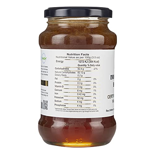 INDIGENOUS HONEY Raw Organic Honey NMR Tested NPOP Organic Certified Pure Natural Unprocessed Original Honey - 530 g Glass Jar (Pack of 1)