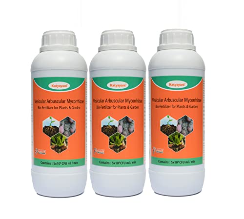 Katyayani Vesicular Arbuscular Mycorrhiza (VAM) Bio Essential Organic Plant Fertilizer | Increases Resistance to Drought | Root Growth | 2 X 10^8 Cfu Ml/min | 3 Litre | 1000ml x 3 |