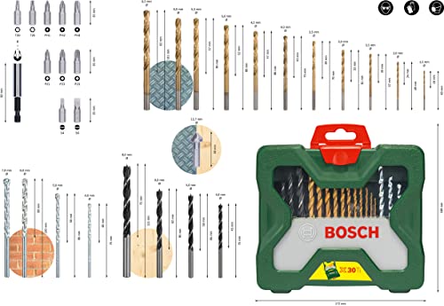 Bosch GWS 600 प्रोफेशनल एंगल ग्राइंडर (नीला) और Bosch X30Ti ड्रिल बिट और ड्राइवर बिट सेट (30-पीस)