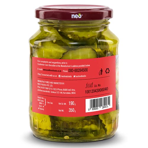 Neo Burger Chips 350g I 100% Vegan I Low Fat Sweet and Salty Gherkin Slices, Ready to Eat, No GMO I Make Burger, Sandwich & Salads (Pack of 1)