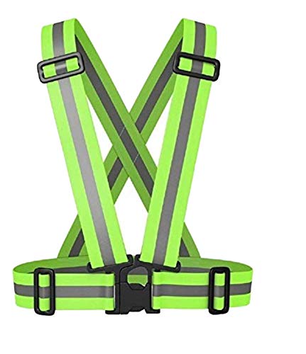Okayji Safety Reflective Adjustable Cross Belt High Visibility Gear Stripe Vest Running Walking Construction for Men and Women