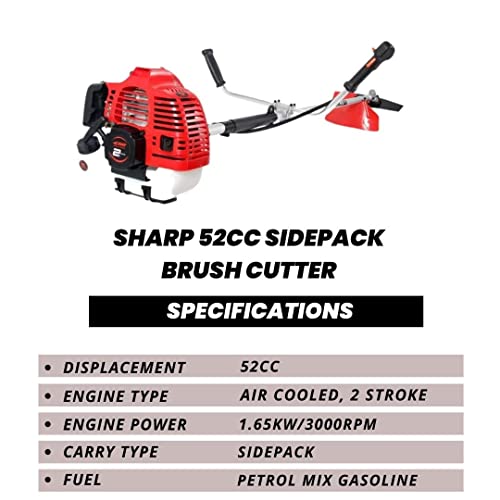 OREZEN Sharp 52cc sidepack - Portable Crop harvestor Brush Cutter Used for Grass Trimming,Weeding in Fruits and Vegetable (Brush Cutter)