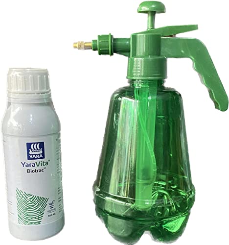 Yara Vita Biotrac Plants and Garden Fertiliser, 500 ml with Garden Spray Pump (1.2 L Capacity) (Green)