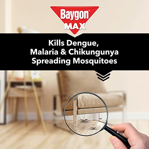 Baygon Max Mosquito and Fly Killer Spray, 625ml | Instant Mosquito Killer | Kills Dengue & Malaria Spreading Mosquitoes | With Double Nozzle Technology for 30% Wider Coverage