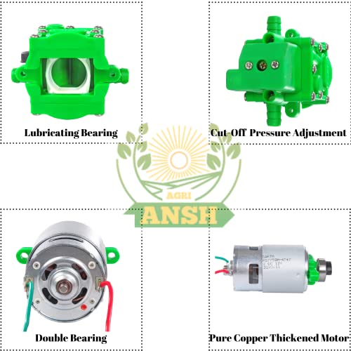 ANSH Agriansh हेवी ड्यूटी 12v DC इलेक्ट्रिक बॅटरी ऑपरेटेड स्प्रेअर पंप मोटर 125 PSI | ॲग्रीकल्चर मिस्ट स्प्रे कार वॉशिंग बाईक वॉशिंग सॅनिटायझिंग गार्डनिंगमध्ये वापरले जाते | 5.0 L प्रवाह प्रति मिनिट.