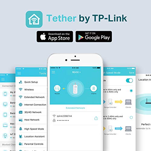 TP-Link AC1750 Universal Dual Band Range Extender, Broadband/Wi-Fi Extender, Wi-Fi Booster/Hotspot with 1 Gigabit Port and 3 External Antennas, Built-in Access Point Mode, 1750Mbps Speed (RE450)