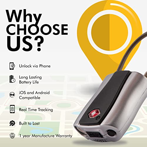 tag8 Dolphin Bluetooth Smart Padlock (Pack-1) Bag, Luggage and Suitcase Lock with Alarm, TSA-Compliant Suitcase Lock and Locker Lock, Keyless and Code-Less, Unlock via Phone App, Silver