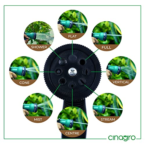 Cinagro 10 मीटर फ़ोम होज़ पाइप नोज़ल स्प्रेयर के साथ, टैप अडैप्टर और होम गार्डन, कार धोने, फर्श की सफाई और पालतू जानवरों को नहलाने के लिए 3 क्लैंप (1/2 इंच, हल्का हरा)