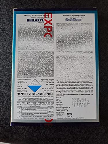 KRILAXYL Systemic and contact fungicide metalaxyl 8%+Mancozeb 64% W.P (100 gm)