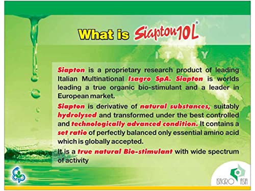 isagro Asia Siapton10l अमीनो एसिड और पेप्टाइड्स का मिश्रण कृषि या रोपण फसलों के लिए जैविक उर्वरक (500 मिली)
