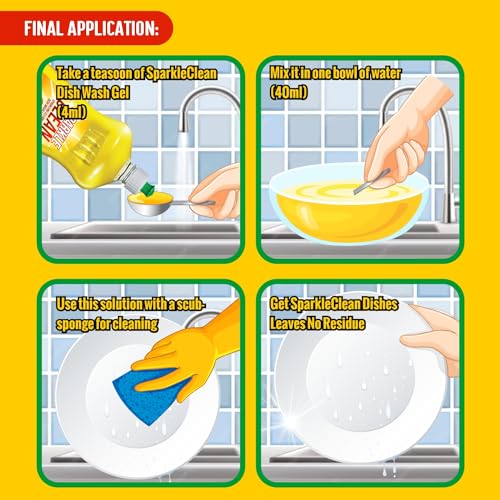 Parle Ropvatika DIY 20 Liter Dishwash Liquid Gel Maker 1kg Lemon Fragrance, Leaves No Residue, Grease Cleaner For All Utensils (DIY: 20 Liter in 1kg (Lemon))