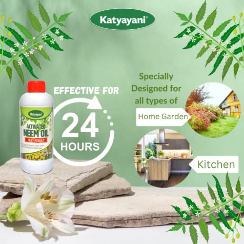 Katyayani Activated Neem Oil for Plants Garden Kitchen Insect Spray Pest Control Organic Pesticide Fast Results | 900 ML | 900ml x 1 |