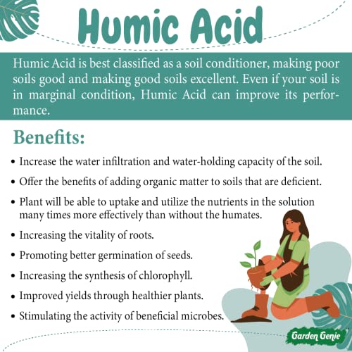 Garden Genie Humic Acid for Plants (Potassium Humate Flakes 98%) | Plant Growth Enhancer, Soil Conditioner, Improves Plant Root System, 900 gm