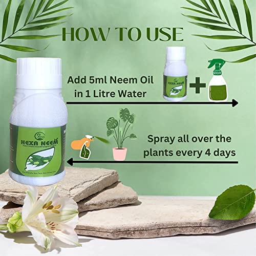RADHE AGRI CENTER hexa Soluble Neem Oil for Plant Pure Natural Pest Repellent for Organic Farming and Gardening (250)