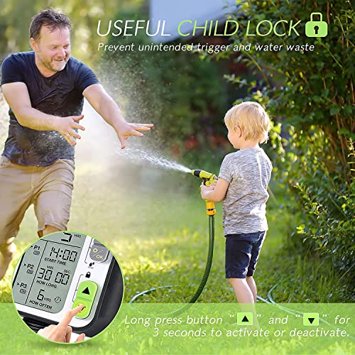 Pinolex® Sprinkler Water Timer with 3 Separate Watering Programs and Rain Auto Sensor Function, Garden Lawn Hose Faucet Timer Irrigation System Controller/Child Lock/Rain Barrel/3.5" Screen/IPX5 India