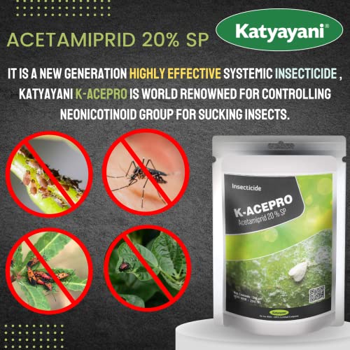 Katyayani Acetamiprid 20% SP कीटनाशक कीटनाशक थ्रिप्स व्हाइटफ्लाई जैसिड एफिड्स लीफहॉपर्स लीफमिनर्स स्केलपेस्ट इन्सेक्ट किलर बागवानी पौधों और कृषि फसलों के लिए (5 KG (250g x 20))