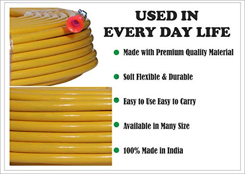 Flexzilla 12mm हाय प्रेशर हेवी ड्युटी ब्रेडेड वॉटर पीव्हीसी होज पाईप जोडण्यास सुलभ, गार्डन, कार वॉश, फ्लोअर क्लीन, स्प्रे गनसह पेट बाथ आणि पार्क (10 मीटर) | 3 वर्षांच्या रिप्लेसमेंट वॉरंटीसह पिवळा