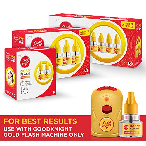 Good knight Gold Flash Liquid Vapourizer | Mosquito Repellent Refill | Lavender Fragrance | Pack of 3 (45ml each)