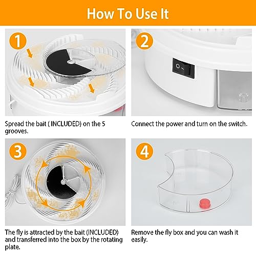 USB Powered Electric Fly Trap Automatic Fly Catcher Rotating Fly Killer Machine Pest Repellent Tool for Home Kitchen Restaurant