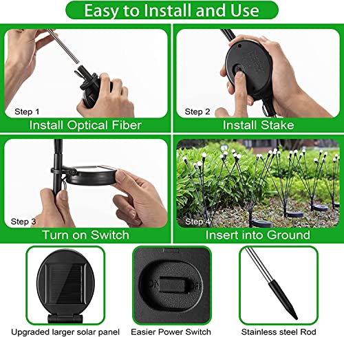 XERGY Solar Garden Firefly Lights 8 LEDs X 2 Outdoor Waterproof Landscape Decoration Lights, Yard, Balconies, Terrace, Parties (Warm White, Pack of- 2)