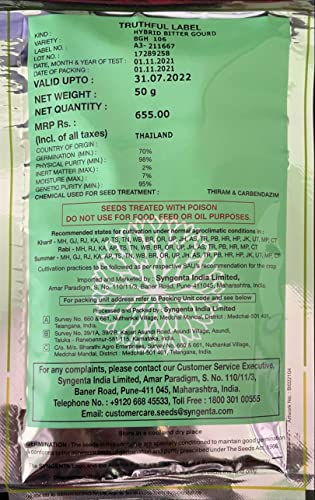 Syngenta BGH-106 Bitter Gourd Seeds (Green, 50 grams)