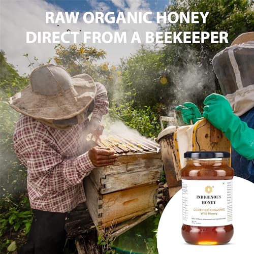 INDIGENOUS HONEY Raw Organic Honey NMR Tested NPOP Organic Certified Pure Natural Unprocessed Original Honey - 530 g Glass Jar (Pack of 1)