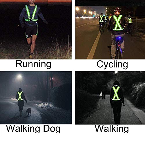 Okayji Safety Reflective Adjustable Cross Belt High Visibility Gear Stripe Vest Running Walking Construction for Men and Women