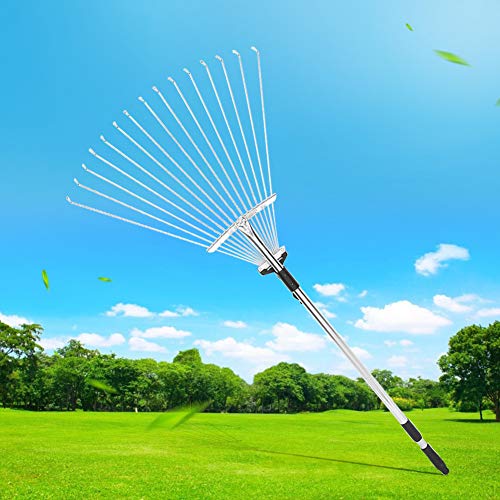 Leaf Rake, Garden Rake, Retractable Non-Slip Handle for Agriculture Homes
