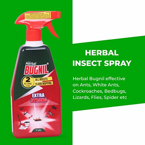 Bugnil Herbal Ants, White Ants, Cockroaches, Bedbugs, Lizards, Flies, Spider insects spray with pleasant fragrance - 1 ltr
