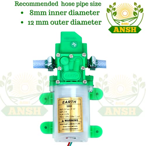 ANSH Agriansh हेवी ड्यूटी 12v DC इलेक्ट्रिक बॅटरी ऑपरेटेड स्प्रेअर पंप मोटर 125 PSI | ॲग्रीकल्चर मिस्ट स्प्रे कार वॉशिंग बाईक वॉशिंग सॅनिटायझिंग गार्डनिंगमध्ये वापरले जाते | 5.0 L प्रवाह प्रति मिनिट.