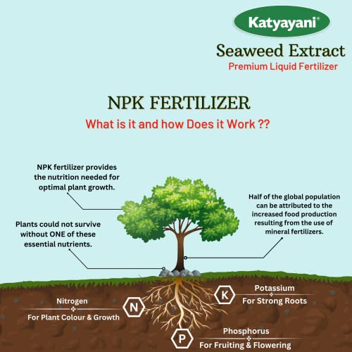 Katyayani Seaweed Liquid Extract Water Soluble | Organic Plant Growth Promoter & Bio-Stimulant | 5L | 1000ml x 5 |