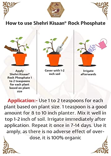 Shehri Kisaan® Rock Phosphate Natural- 5Kg | Organic Fertilizer for Fruiting & Flowering Plants | Slow Release Fertilizer Best Substitute for Bone Meal | High Concentration 00 32 00 Formulation