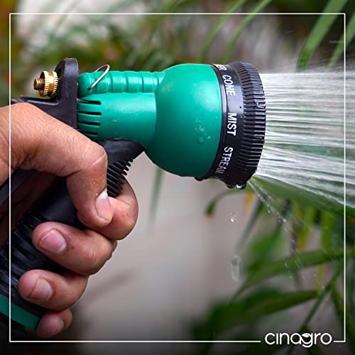 Cinagro 10 मीटर फ़ोम होज़ पाइप नोज़ल स्प्रेयर के साथ, टैप अडैप्टर और होम गार्डन, कार धोने, फर्श की सफाई और पालतू जानवरों को नहलाने के लिए 3 क्लैंप (1/2 इंच, हल्का हरा)