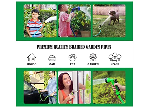 Tramp & Badger (Size : 1/2 (0.5) Inch, Length: 30 Meters, Green) Heavy Duty Braided Water Hose Pipe, Light Weight Easy to Connect For Garden, Car Wash, Floor Clean, Pet Bath, Park & Yard. .