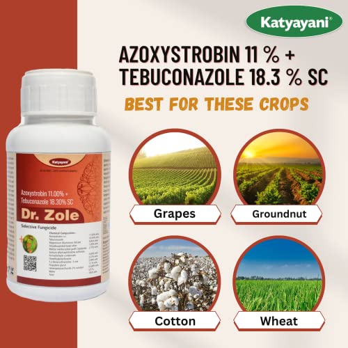 Katyayani Azoxystrobin 11% + Tebuconazole 18.3% SC Systemic Fungicide Powerful Broad Spectrum Control Early Blight Late Blight Yellow Rust Disease New Generation Fungus Control (1 Litre(Set of 4))