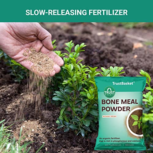 TrustBasket Organic Bone Meal for Plants Home Gardening | Steamed Bone Meal | Rich in Phosphorus and Calcium | Natural Plant Fertilizer| - 450 Grams (Set of 1)