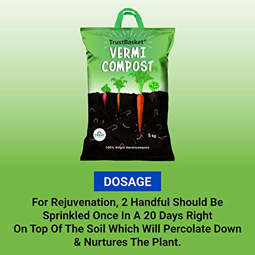 TrustBasket Organic Vermicompost Fertilizer Manure For Plants 5 Kg Green