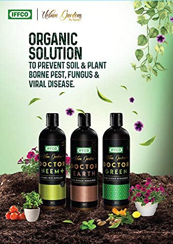 Organic Pesticide & Fungicide Combo for Plants & Soil - Attack Insects, Pests, Bugs, Nematode, Fungal & Bacterial Disease - Dr Neem+, Dr Earth, Dr Green (150ml Each)