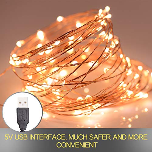 MANSAA M6 USB LED स्ट्रिंग लाइट | 10 मीटर 100 LED | पीला रंग | यूएसबी संचालित | गृह सजावट एलईडी लाइट
