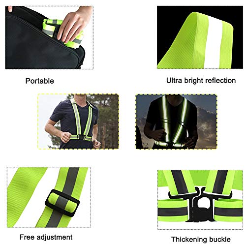 Okayji Safety Reflective Adjustable Cross Belt High Visibility Gear Stripe Vest Running Walking Construction for Men and Women