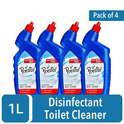 अमेज़ॅन ब्रांड - प्रेस्टो! कीटाणुनाशक टॉयलेट क्लीनर, मूल- 1 लीटर (4 का पैक) | 99.9% कीटाणुओं को मारता है