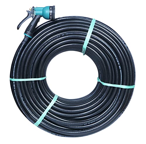 ANNA AGRO (Size : 1/2 (0.5) Inch, Length: 5 Meters, Black) 3 Layered Heavy Duty Braided Water Hose Pipe for Watering with Spray Gun Easy to Connect, Garden, Car Wash, Floor Clean, Pet Bath, Yard.