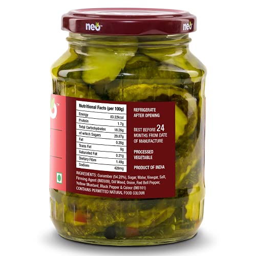 Neo Burger Chips 350g I 100% Vegan I Low Fat Sweet and Salty Gherkin Slices, Ready to Eat, No GMO I Make Burger, Sandwich & Salads (Pack of 1)