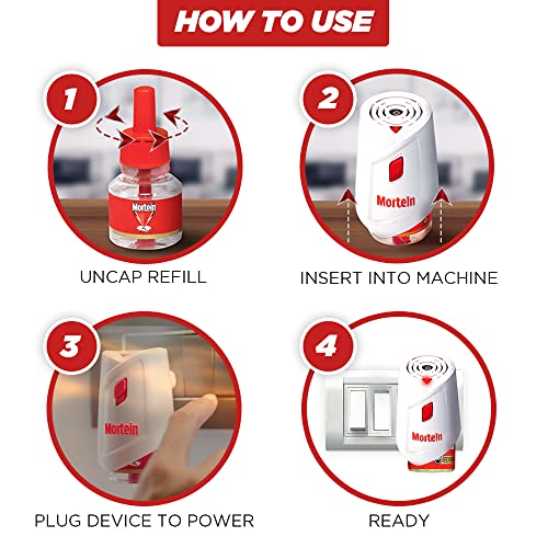 Mortein Insta5 Mosquito Repellent | Combo Pack - Machine + 1 Refill (45ml) |100% Protection from Dengue Mosquitoes, White