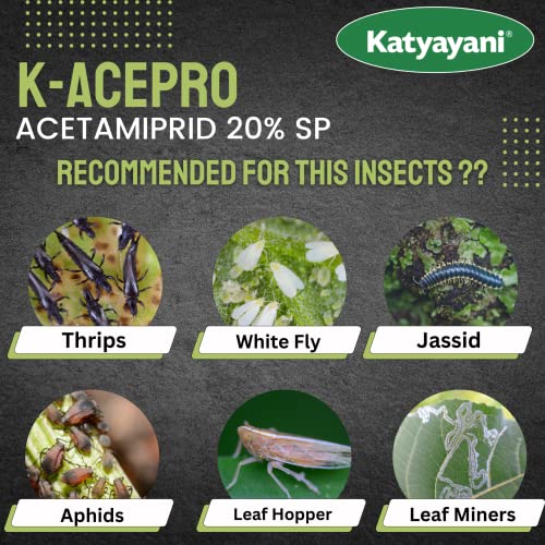 Katyayani Acetamiprid 20% SP कीटनाशक कीटनाशक थ्रिप्स व्हाइटफ्लाई जैसिड एफिड्स लीफहॉपर्स लीफमिनर्स स्केलपेस्ट इन्सेक्ट किलर बागवानी पौधों और कृषि फसलों के लिए (5 KG (250g x 20))