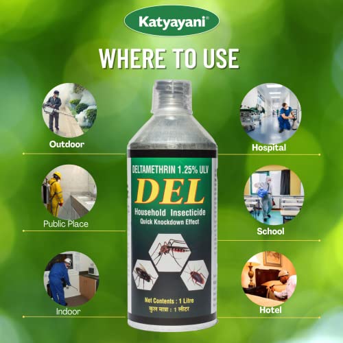 Katyayani Deltamethrin 1.25% ULV मच्छरों, कॉकरोच, खटमल, मक्खी, उड़ने और रेंगने वाले घरेलू त्वरित नॉक डाउन कीटनाशक थर्मल या अल्ट्रा लो वॉल्यूम फॉगिंग स्प्रे (1 लीटर (1 का सेट))