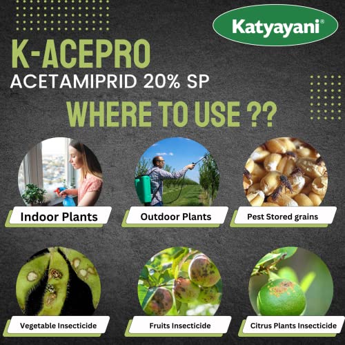 Katyayani Acetamiprid 20% SP कीटनाशक कीटनाशक थ्रिप्स व्हाइटफ्लाई जैसिड एफिड्स लीफहॉपर्स लीफमिनर्स स्केलपेस्ट इन्सेक्ट किलर बागवानी पौधों और कृषि फसलों के लिए (5 KG (250g x 20))