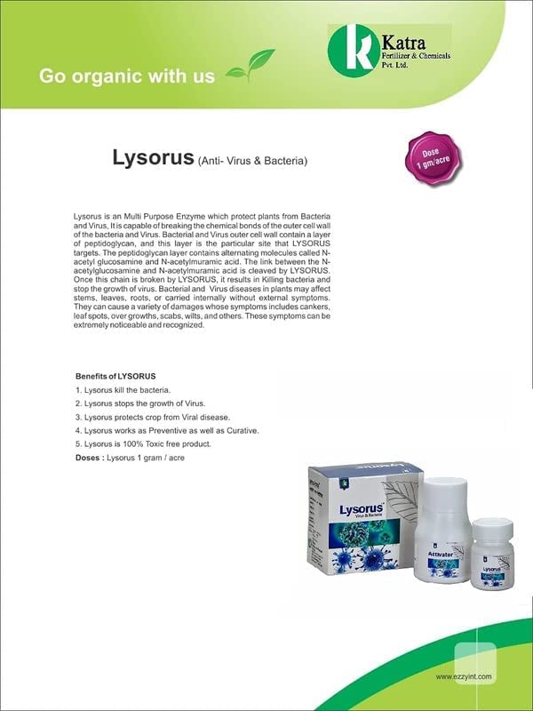 Katra Fertilizers Lysorus (1 Gm +50 Ml), Anti-Virus and Bacteria Virucide for Virus Control and Prevention, Agriculture, Bio Pesticide for Garden Used in Farms (Pack of 6)
