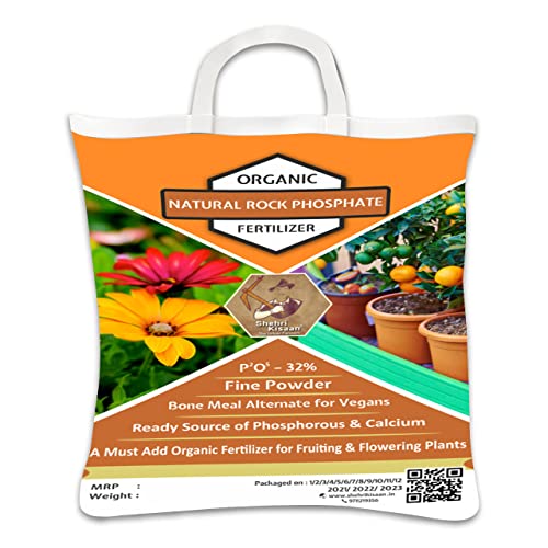 Shehri Kisaan® Rock Phosphate Natural- 5Kg | Organic Fertilizer for Fruiting & Flowering Plants | Slow Release Fertilizer Best Substitute for Bone Meal | High Concentration 00 32 00 Formulation