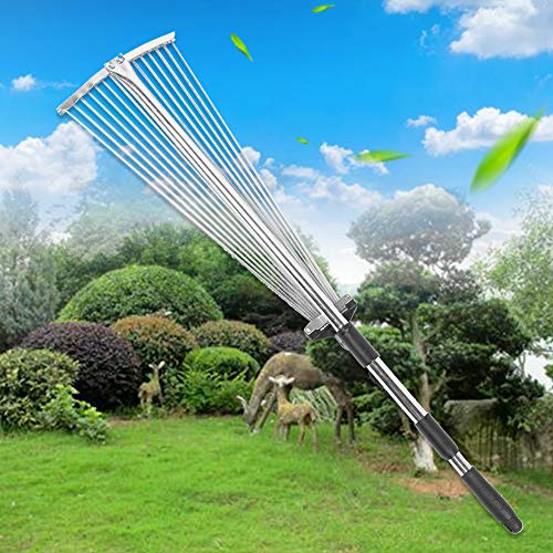 Leaf Rake, Garden Rake, Retractable Non-Slip Handle for Agriculture Homes